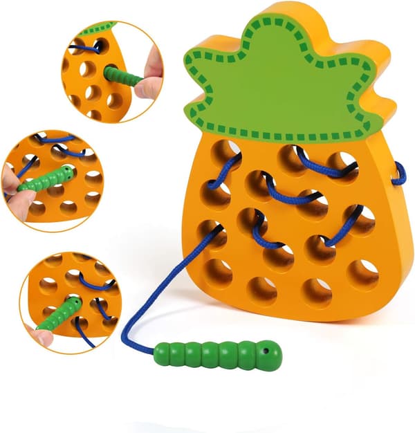 Montessori-leker, ananas-treleker, snøreleker