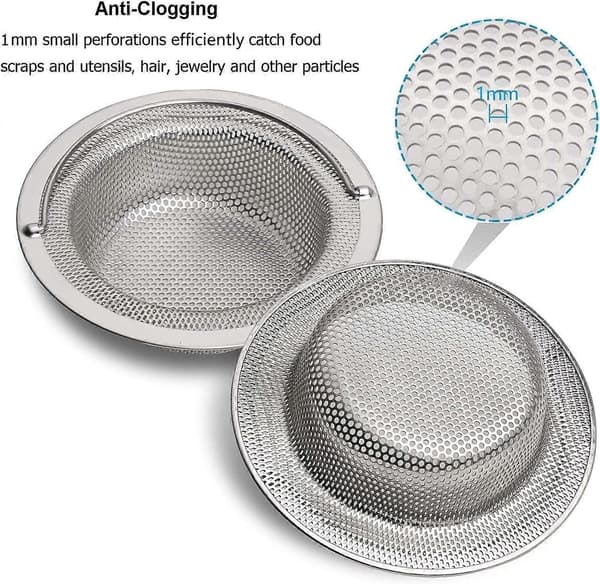 2-pack Kitchen Sink Strainer with Liftable Handle, Anti-Clogging Drain Strainer Food Catcher Basket