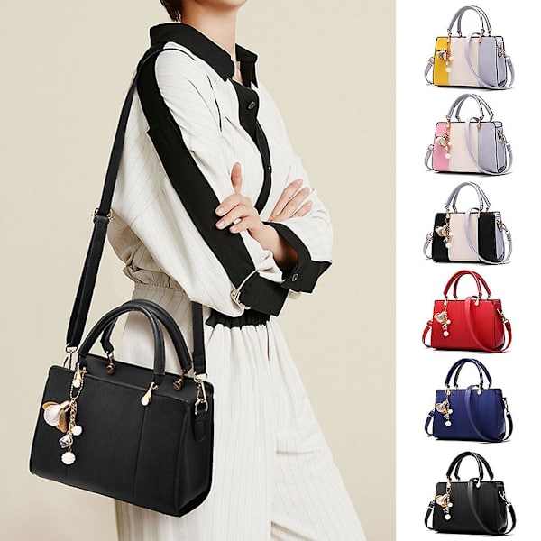 Dames Lær Skulderveske Håndveske Satchel Topphåndtak Vesker Crossbody Hobo Vinrød Farge