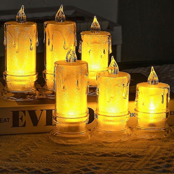 Flammeløst LED-lys, batteri-stearinlys, varmhvite LED-telys med mykt flimrende votive-stearinlys Romantisk dekorasjon til jul, fødsel