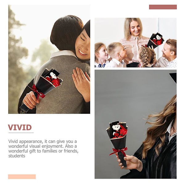 2 stk. Graduation Bear Bukett Dekorativ Graduation Sesong Bukett Fotorekvisitt Rød 36X16X8CM