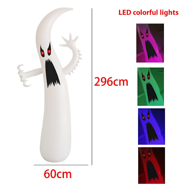 9,7 fot Halloween Uppblåsbar Spöke, Halloween Fönsterdekorationer Utomhus Inomhus Uppblåsbar Spöke, Inbyggd LED Halloween Trädgårdsdekoration