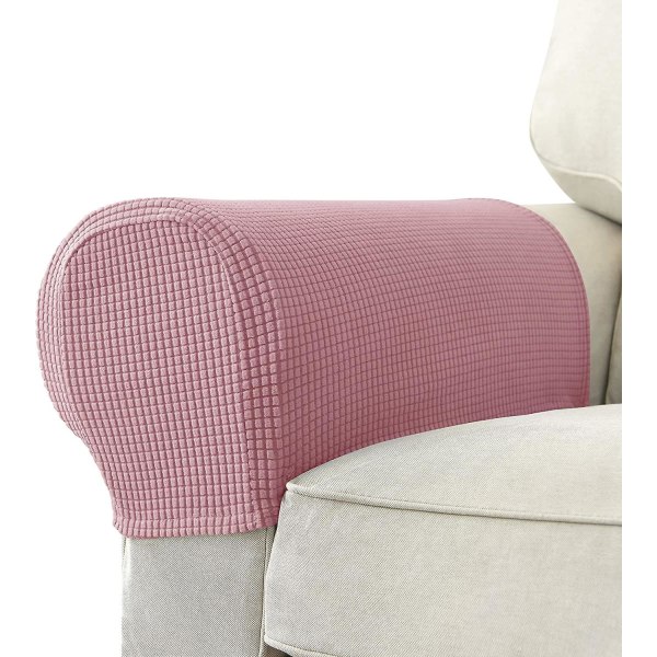 Set med 2 Jacquard Stretch Soffa Armstöd Armstödsskydd Halksäkra Möbelskydd Armstödsskydd för Soffa Recliner Grårosa Grayish Pink