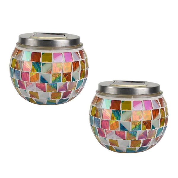 2 st Solcellslampor Utomhus Trädgårdsnattlampa Solcellslampa Led Sänglampa Led Nattlampa Led Mosaik Lykta 8.6*8.6*10.2cm 8.6*8.6*10.2cm