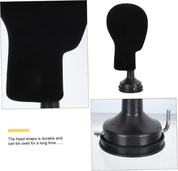 Wig Display Model Black Desktop Head-Shaped Form Smooth Surface Hat Display Holder for Home and Salon Use