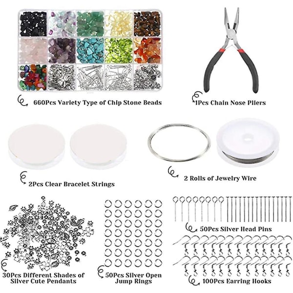 Krystallchips og edelstensperler som er kompatible med smykkefremstilling
