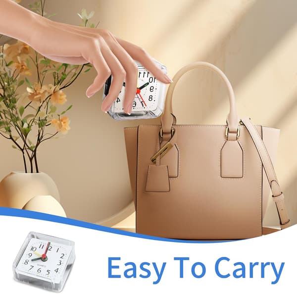 Small Silent Alarm Clock - Mini Square Bedside Clock Battery Operated (Batteries Not Included)