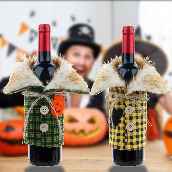 Halloween Vinflaska Set Julröd Vinflaska Påse Dekoration Vin Set Vinförpackningar För Presenter (2st, grön)