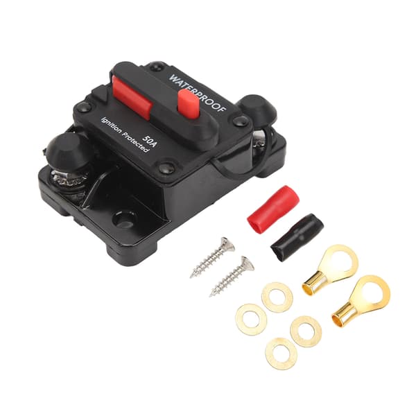 Car Stereo Switch 12V 50A Waterproof Manual Reset With Fuse For Stereo System