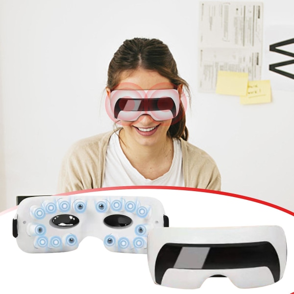 Ögonmassageapparat, Födelsedagspresent till Kvinnor/Män, Bluetooth Musik för Varma Ögonmassageapparater, Perfekt för Avko White