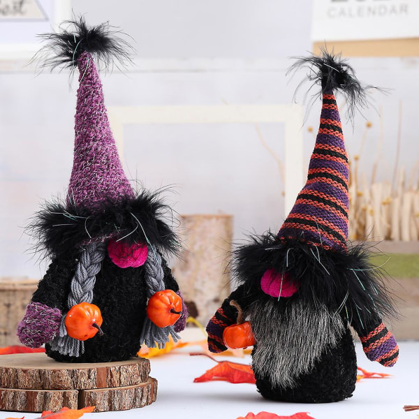 Halloween Pumpa Ansiktslös Gnome Plyschdocka Svensk Tomte Elf Dwarf OrnamentHane