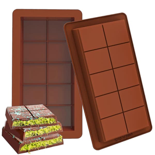 Dyb Chokoladebageforme 2-pak, Store og Tykke Silikoneforme til Fyldte Kager, Stor Chokoladegodteform