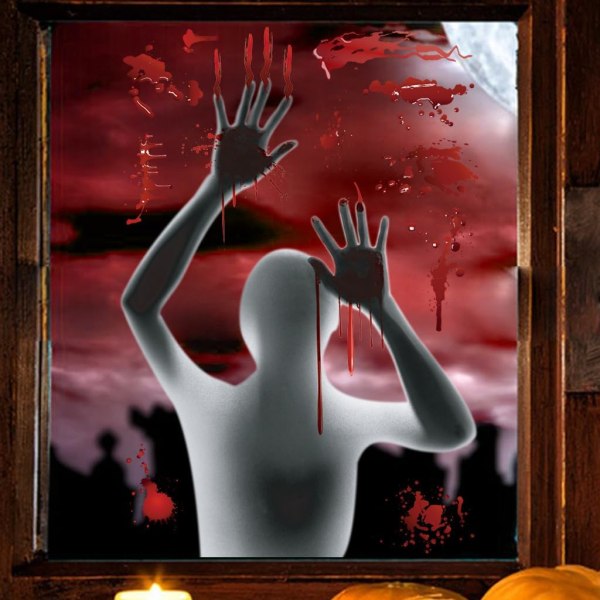 Kauhu Halloween-ikkuna-koriste riippuva haamuvarjo kädenjälki seinätarra Halloween-juhlan ikkunakoriste seinätarra
