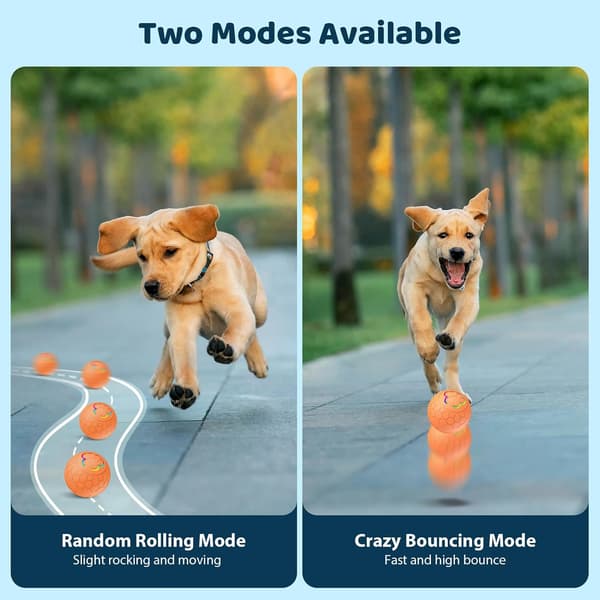 Interactive Dog Ball Automatic Bouncing Spinning USB Rechargeable Toy for Small Medium Dogs Indoor Outdoor Play with Extra Cover Orange