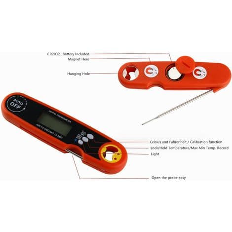 Vikbar och vattentät mattermometer