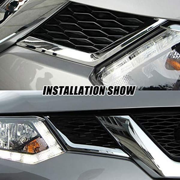 2 stk. krom frontgrill dæk trim lys hovedgrill til Rogue T32 2014 2015 2016