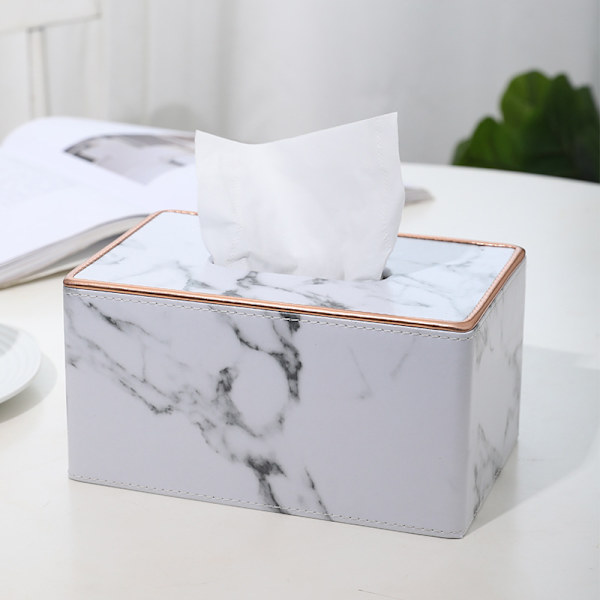 Vævæskeskrin Cover Rektangulær 19*13*9.5CM Forfinet Moderne PU Læder Ansigtsvæv Dispenser Æskeholder til Kommode Badeværelse