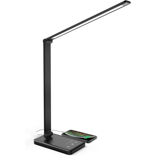 Led bordslampa, led bordslampa 5 färglägen och 10 nivåer av ljus Lätthet Touch Control Ögonskydd med 1 USB laddarport för att ladda smartfon