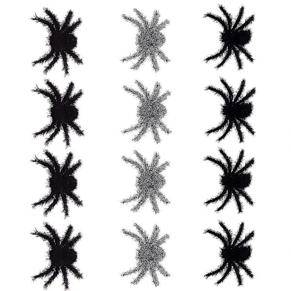 Scary 18-piece flocked spider decorations for Halloween decoration