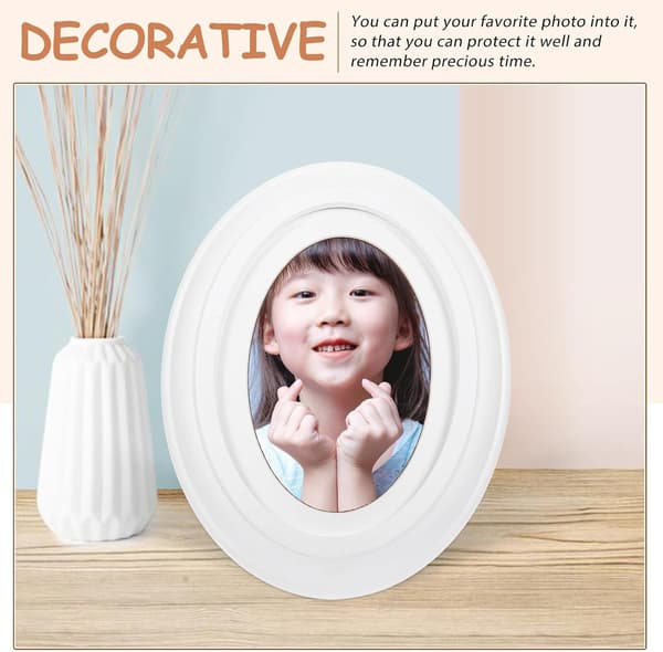 Creative Style Oval Solid Wood Photo Frame White for Living Room Table