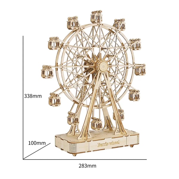 3D Puslespil til Voksne, Træmusikboks, Modelbyggesæt til Voksne, DIY Håndværkssæt Gave til Teenagere - Pariserhjul