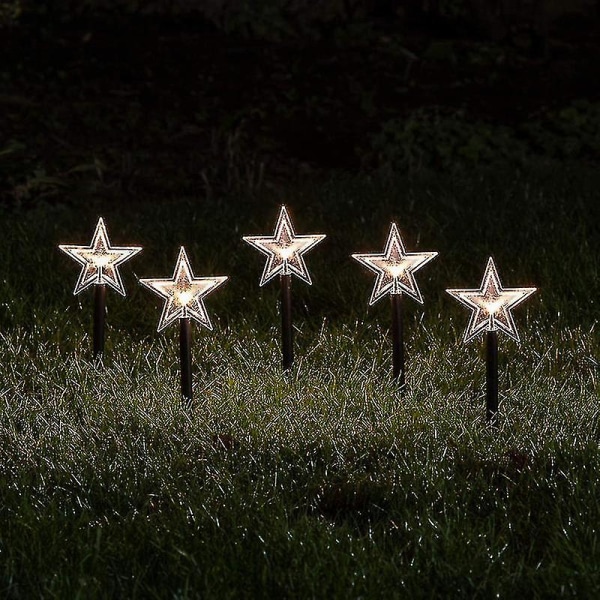 Lights Fun Set Of Christmas Star Garden Stake Lights Battery Outdoor Use With Timer 35.5cm1setwhite