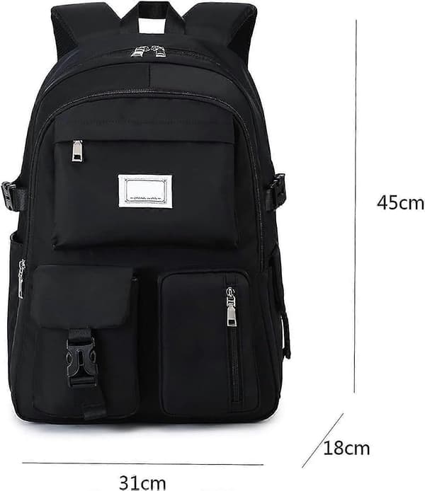 Large Capacity Backpack, Waterproof School Backpack with Multiple Pockets - Black