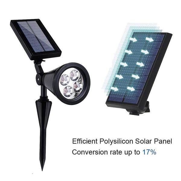 2 stk Solar Spotlight Landskabslys Udendørs, 4 Led Enkelt Farve Lyse Og Mørke Sensende Solar Havelys, Vandtæt Sikkerhed Udendørs, Hvidt Lys