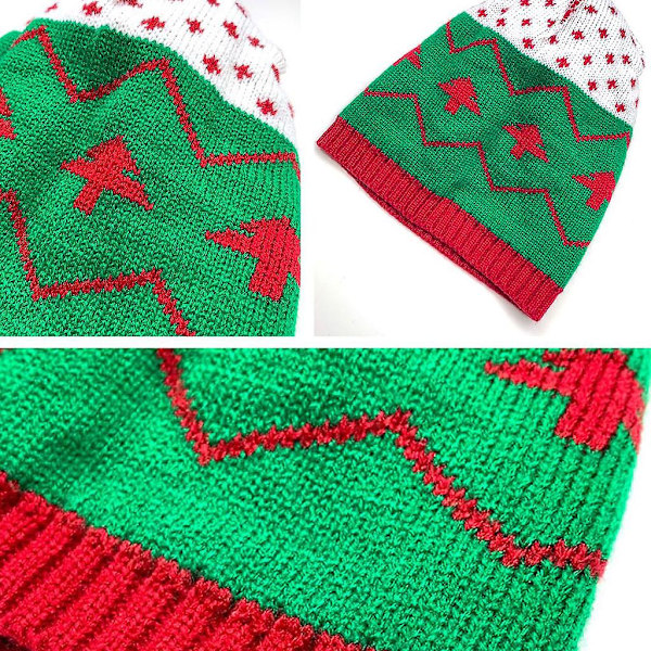Tomtehatt Julstickad Hatt Juldekoration Ullhatt med Pompom Höst Vinter