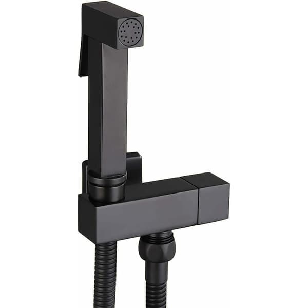 WC-brusersæt, sort håndholdt bidet-spray i messing