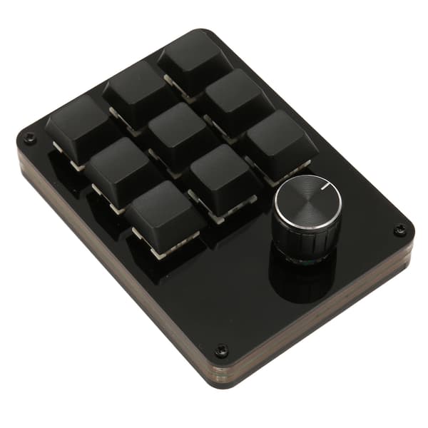 Mini 9-key Keyboard with Knob, Macro, Mechanical Keyboard, Replaceable Blue Switches, Key Line Separation