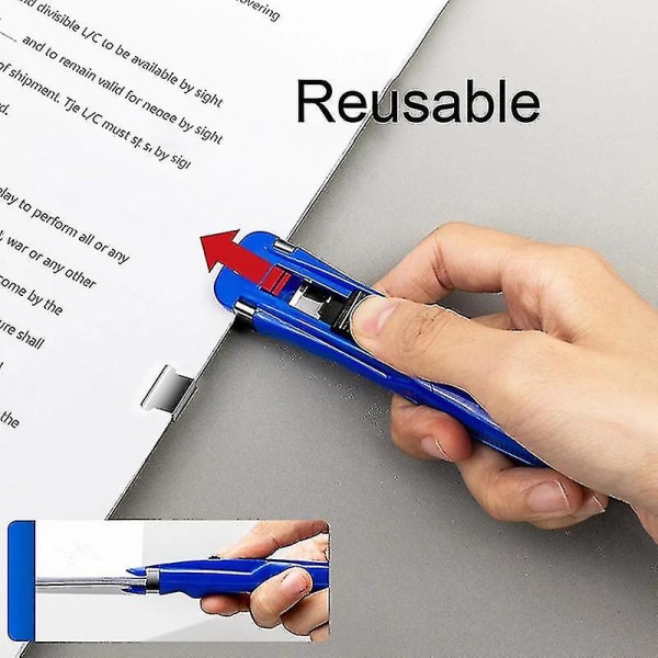 Clip Push Häftapparat Fixerade Klipp Häftapparat Bindande Klipp Återanvändbar Bärbar Pushklämma Skadar Inte Papper För Svart