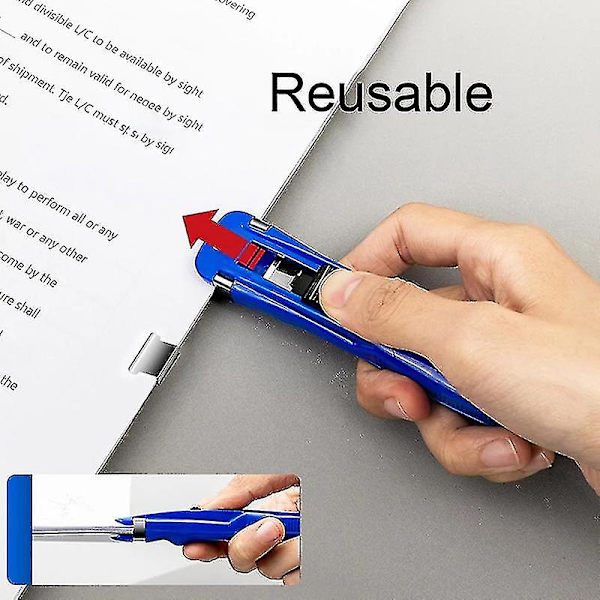 Clip Push Stapler Faste Klips Stapler Bindingsklips Genanvendelig Bærbar Push Clamp Beskadiger Ikke Papir Til Sort