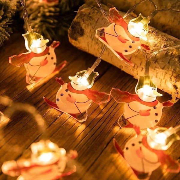 Joulupukki-valot, 10 LED-akkukäyttöistä joulukuusen valoa, sisä- ja ulkokoristeet kotiin, puutarhaan ja juhliin (Joulupukki)