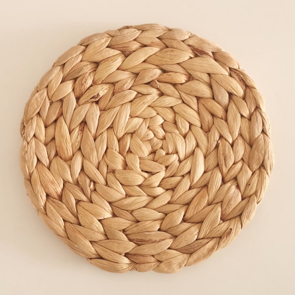 1 Pack, Round Woven Placemats, Natural Water Hyacinth Place mats, Braided Straw Table Mats for Dining Table