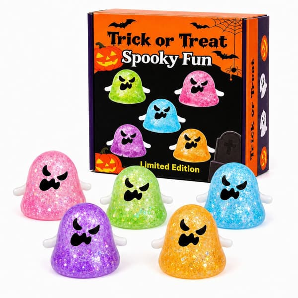 Halloween Ghost Squeeze Toy Gift Box, 5/8-piece Slow Rebound Stress Relief Fidget Kit A A