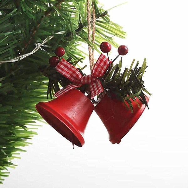 Joulukellot, Jingle Bell -koristeet Holly-marjoilla ja kastanjoilla, joulukuusen kellokoristeet, metalliset leivontalakkakellot juhlakoristeet