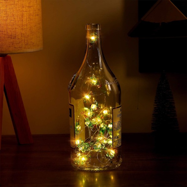 LED-lysstreng for juletre, batteridrevet med fjernkontroll og timer for jul, vinterbryllup, bursdagsfester, DIY-hjem