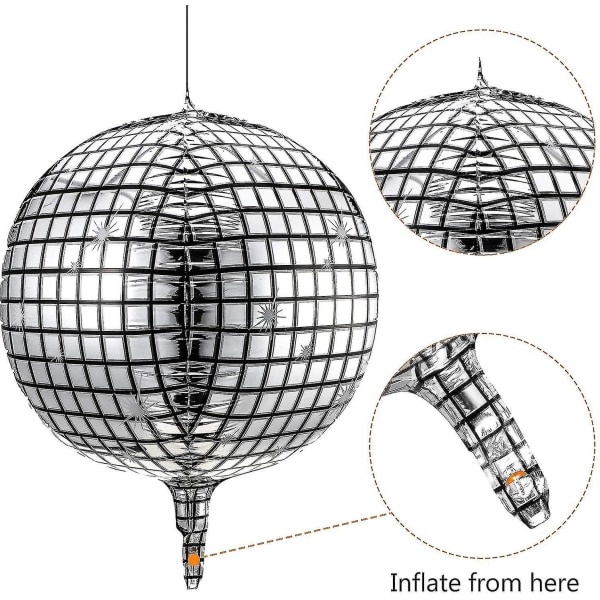 Discoballonger 20 delar 22 tum 4d Discoballonger Stora Silver Laser Folieballong Metalli