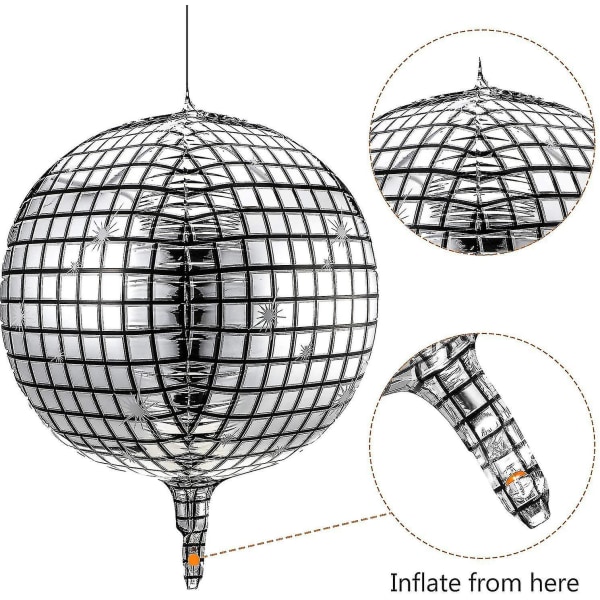 Discokulaballonger 20 stycken 22 tum 4D Discoballonger Stora Silver Laserfolie Ballong Metallisk