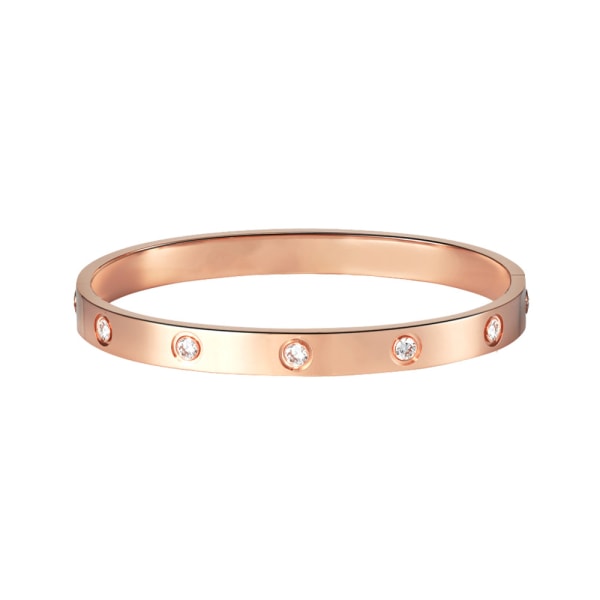 Lyxigt armband med zirkonkristaller i roséguld, avslappnat öppet armband