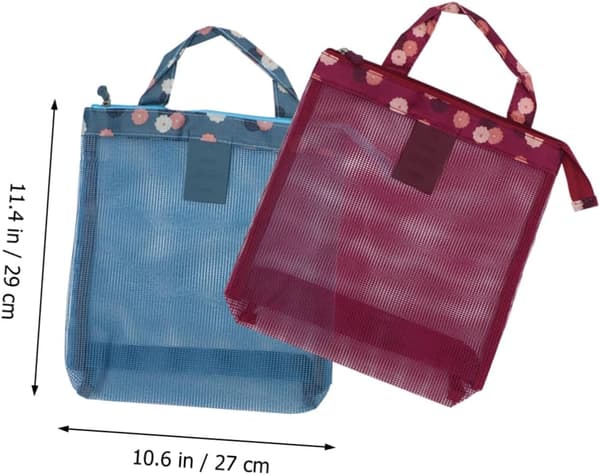 2-pack mesh strandväskor med blommönster, andningsbar förvaringsväska för badkläder för sommarstranden