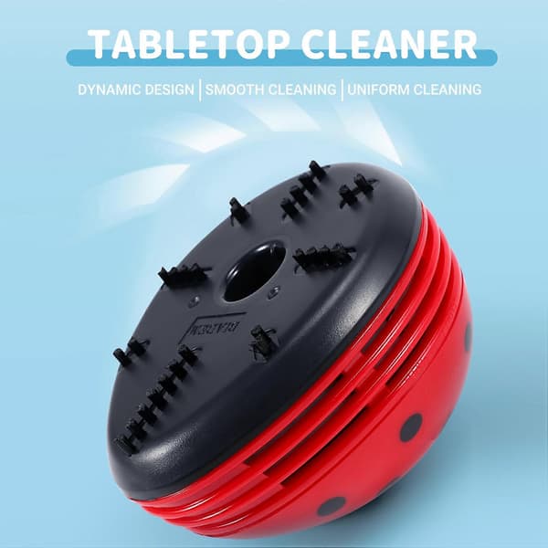 Ladybug-patterned battery-operated mini desk vacuum cleaner