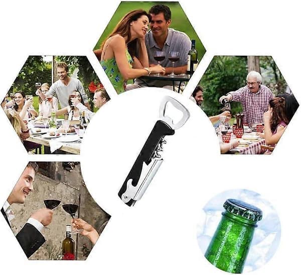 Compact Corkscrew and Bottle Opener, 1-pack, Multi-tool, Wine Bottle Opener, Stainless Steel Corkscrew with ABS Body