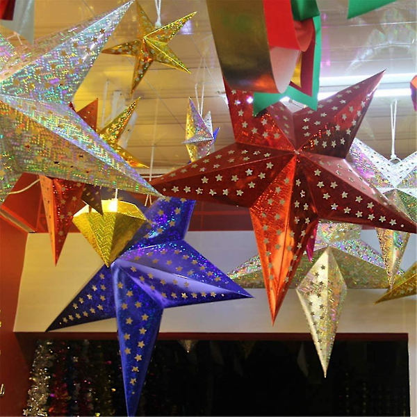 Pappersstjärnelantarner Lampskärm Pappersstjärna Ljusskärm Julstjärna Hängande Dekorationer För Hem Bröllop Jul Semesterfest Dekoration 45cm (guld