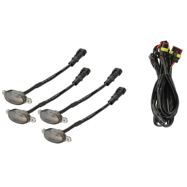 4x Raptor Style Røgfarvede Amber LED Forlygter til Grill