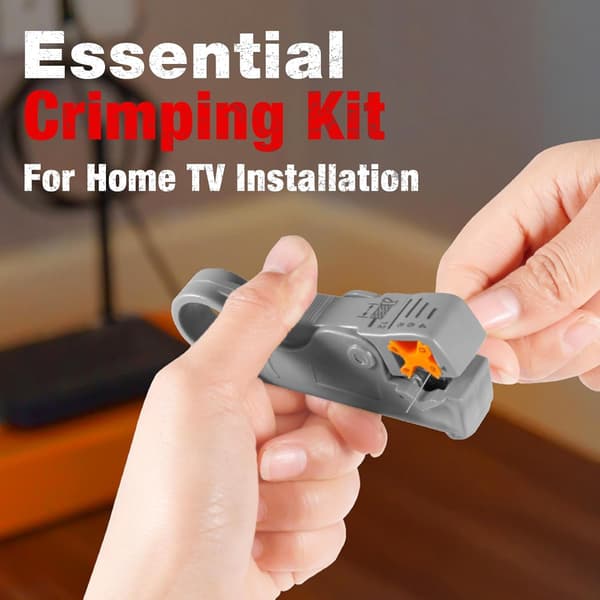 Coaxial Cable Crimper, 3-in-1 Coaxial Cable Repair Kit with Adjustable Stripper