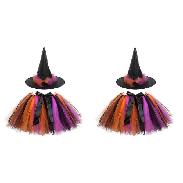 3 Sets  Halloween Children Clothes Witch Hat Skirt Party Performance Costume2 SetsM