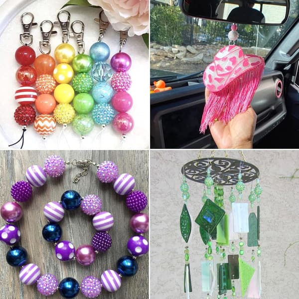 100 st 20 mm julstrasspärlor runda tuggummi Crystal-Mixed 20mm