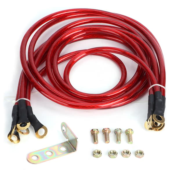 Universal 5-point Car Ground Wire Reinforced Ground Cable System Kit Modification Red